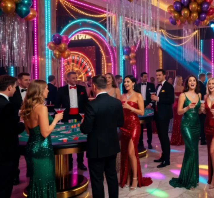 Impreza tematyczna w stylu Las Vegas z mobilnym kasynem