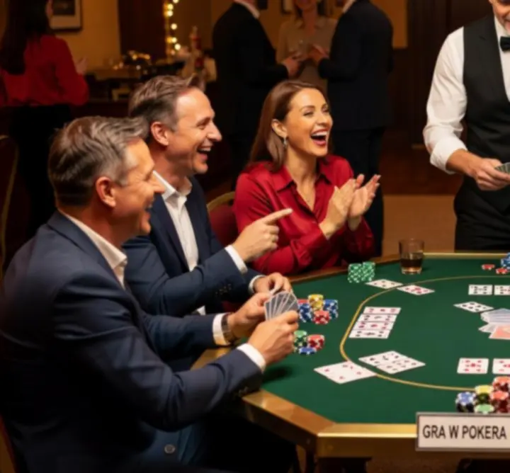 Profesjonalny pokerowy stół na mobilnym evencie